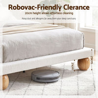 Artiss Queen Bed Frame with Boucle Upholstery and Solid Rubber Wood Legs