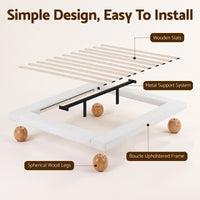 Artiss Queen Bed Frame with Boucle Upholstery and Solid Rubber Wood Legs