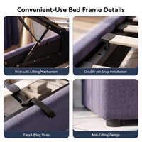 Artiss King Bed Frame with Lift Up Storage and USB Ports Grey