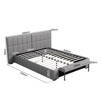 Artiss Queen Size Upholstered Gas Lift Bed Frame with Foldable Bench PVC Leather Platform Bed with Storage