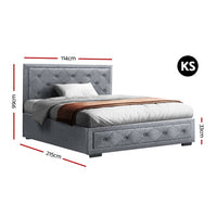 Bed Frame King Single Size Gas Lift Storage Mattress Base Wooden Grey