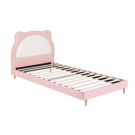 Artiss King Single Pink Kids Bed Frame for Girls Bedroom Cute Animal Upholstered