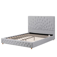 Artiss Queen Bed Frame with Tufted Headboard and Plywood Slats Grey