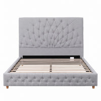 Artiss Queen Bed Frame with Tufted Headboard and Plywood Slats Grey
