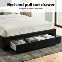 Artiss Double Bed Frame Storage Charging Station Upholstered 3 Drawers USB Type-C