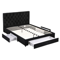 Artiss Double Bed Frame Storage Charging Station Upholstered 3 Drawers USB Type-C