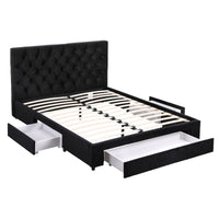 Artiss Double Bed Frame Storage Charging Station Upholstered 3 Drawers USB Type-C