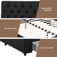 Artiss Queen Bed Frame Storage Charging Station Upholstered 3 Drawers USB Type-C