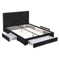 Artiss Queen Bed Frame Storage Charging Station Upholstered 3 Drawers USB Type-C
