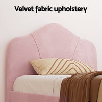 Bed Frame King Single Size Velvet Pink OLAN