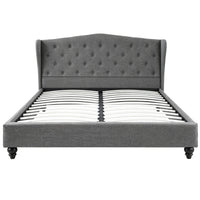 Artiss Queen Bed Frame with Wingback Headboard Grey Linen Upholstered Platform Bed Base