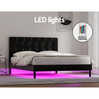 Bed Frame Double Size LED Black RAVI