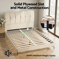 Artiss Queen Bed Frame Upholstered Platform Bed with Tufted Headboard 300kg Support