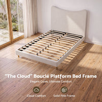 Artiss Double Bed Frame with Boucle Headboard, Beige, 300kg Capacity