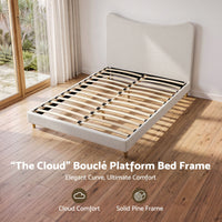 Artiss Queen Bed Frame with Boucle Headboard, Beige, 300kg Capacity