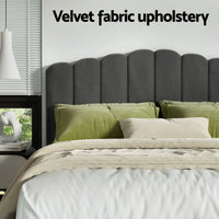 Artiss Bed Frame Double Size Velvet Grey FION