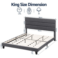 Artiss King Bed Frame Upholstered Platform Base with Geometric Headboard Charcoal Grey Linen Wood Slats for Modern Bedroom Furniture Home Decor
