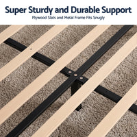 Artiss Queen Bed Frame Upholstered Platform Base with Geometric Headboard Charcoal Grey Linen Wood Slats for Modern Bedroom Furniture Home Decor