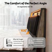 Artiss Double Bed Frame LED Storage Headboard with Charging Station Black