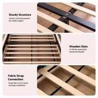 Artiss Queen Bed Frame with Bouclé Headboard, USB-C Charging & Night Lights