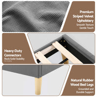 Artiss Queen Bed Frame Upholstered Adjustable Headboard Mood Lighting Heavy Duty Grey Velvet