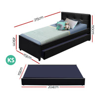 Bed Frame King Single Size Trundle Daybed Black