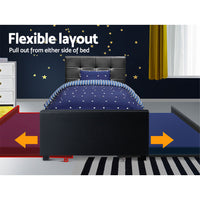 Bed Frame King Single Size Trundle Daybed Black