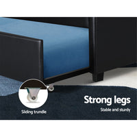 Bed Frame King Single Size Trundle Daybed Black