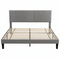 Artiss King Bed Frame with Adjustable Headboard, Grey, 300kg Capacity