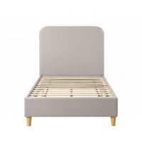 Artiss King Single Bed Frame with Headboard, Faux Linen Fabric Grey