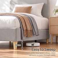 Artiss King Single Bed Frame with Headboard, Faux Linen Fabric Grey
