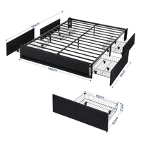 Artiss Double Bed Frame with Storage Drawers RGB Lights Charging Station Upholstered Fabric