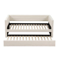 Artiss Single Daybed with Trundle, Boucle Upholstered Bed Frame Guest Bed
