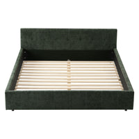 Artiss Double Bed Frame Chenille Heavy Duty Platform Base Green 300kg Support No Box Spring Needed