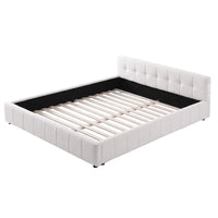 Artiss Double Bed Frame with Charging, LED Lights & Tufted Headboard