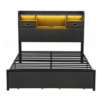 Artiss Double Bed Frame with 2 Storage Drawers & Headboard, USB Charging Station, RGB LED Light