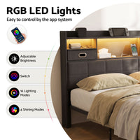 Artiss Double Bed Frame with 2 Storage Drawers & Headboard, USB Charging Station, RGB LED Light