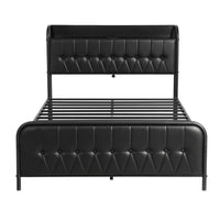 Artiss Double Bed Frame with Storage Headboard SAA Certified Charging Station
