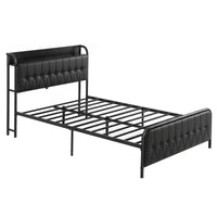 Artiss Double Bed Frame with Storage Headboard SAA Certified Charging Station