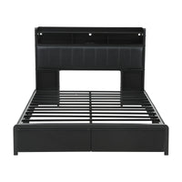 Artiss Double Bed Frame with Storage Headboard, 2 Drawers, Charging Station LED Light