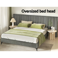 Bed Frame King Size Velvet Grey LOTT