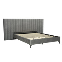 Bed Frame Queen Size Velvet Grey LOTT