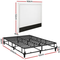 Artiss Queen Bed Frame with Headboard Platform Bed Base Grey Beige Fabric Metal