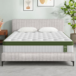 Artiss BedStory King Bed Frame with Mattress Set Platform Base Pocket Coil Linen Upholstered