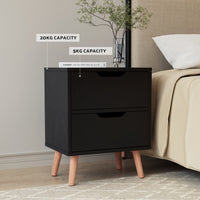 Artiss Double Bed Frame and Bedside Table Set Boucle Beige with Headboard Black Nightstand