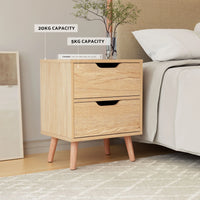 Artiss Gas Lift Queen Bed Frame and Bedside Table Set 2 Drawer Nightstand Bedroom Furniture Bundle