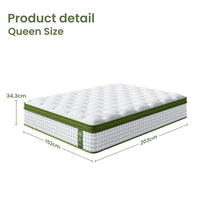 Artiss BedStory Queen Bed Frame Mattress Set Platform Upholstered Hybrid Pocket Coil