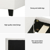 Artiss Single Bed Frame with Hybrid Mattress Set 30cm Medium Firm Platform Headboard Boucle Upholstered Pocket Coil for Pressure Relief