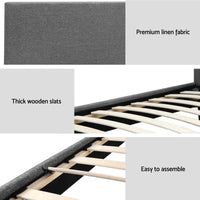 Artiss BedStory Single Bed Frame and Mattress Set, 30cm Hybrid Cooling Gel Mattress with Grey Upholstered Wooden Platform Base, Modern Bedroom Furniture Bundle