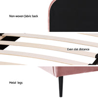 Artiss King Single Storage Bed Frame Velvet with Bedside Table Pink